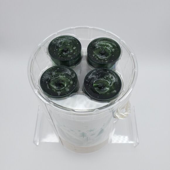 Yankee Candle Luminary Tea Light Holder Balsam & Cedar Green & White Holiday New - Picture 2 of 13